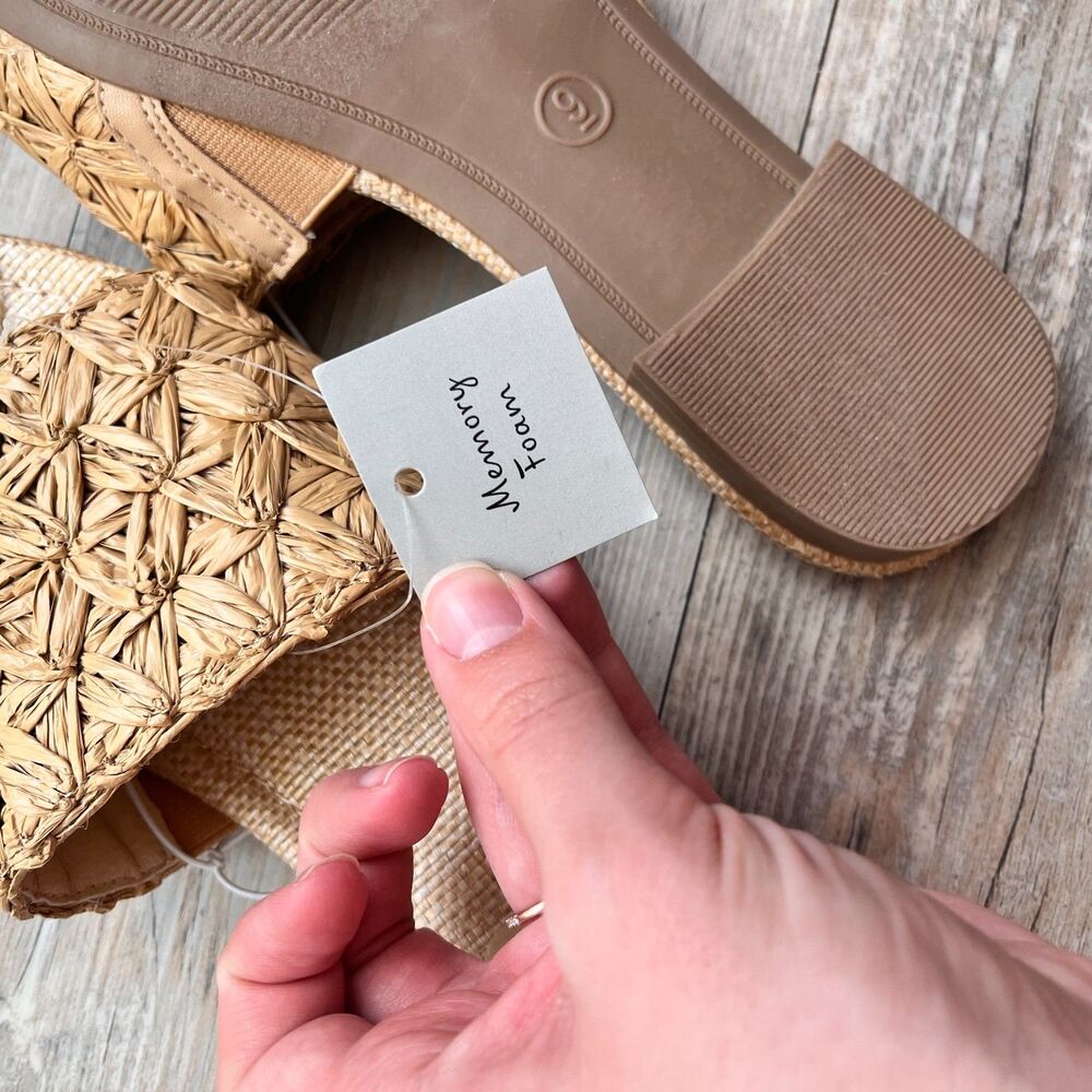 A New Day Woven Raffia Slide Sandals Size 9 Women's Tan Boho Coastal Summer NWT - Picture 7 of 9